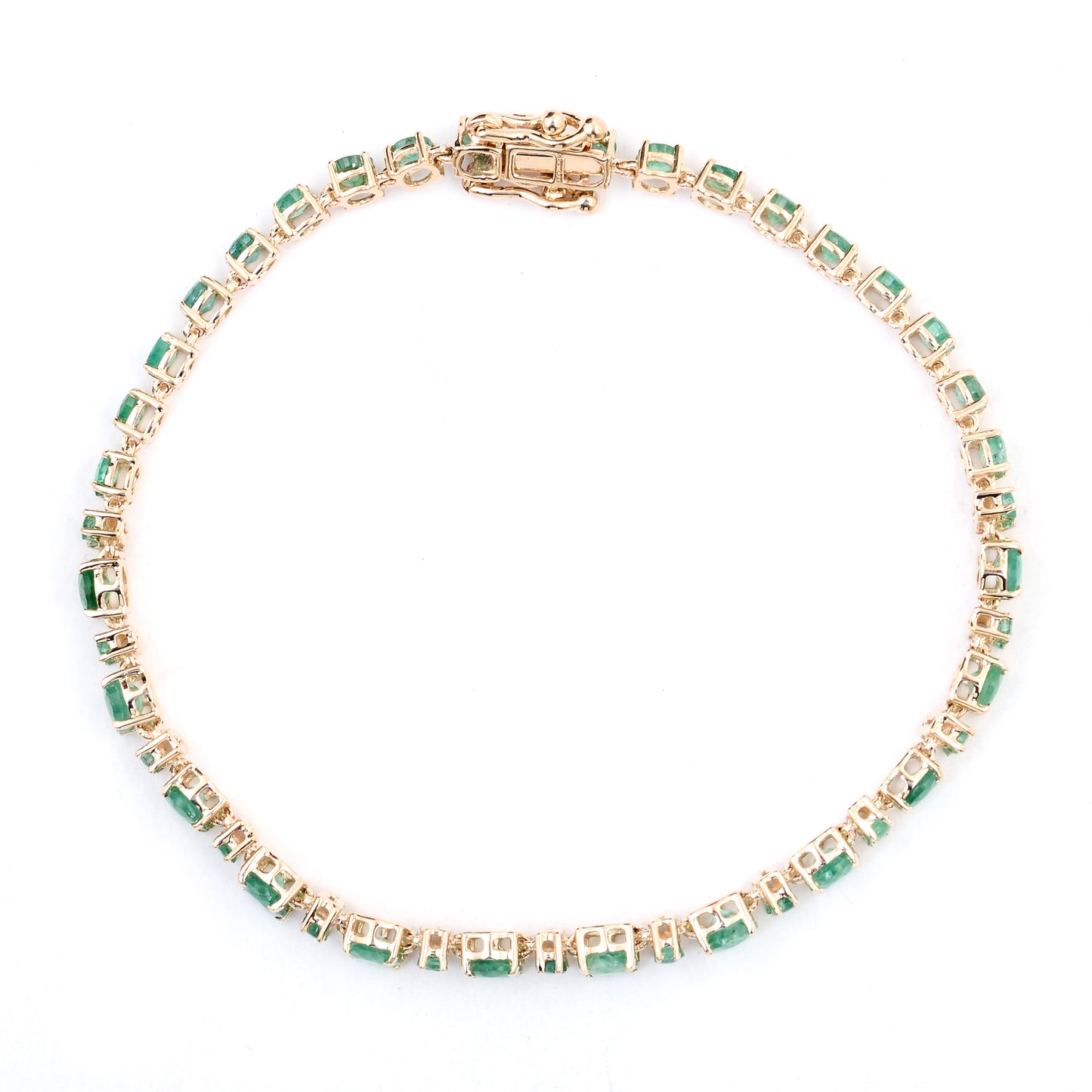 6.48 Ct Oval Emerald 14K Gold Bracelet