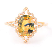 2.84 Ct Oval Mixed Cut Natural Bi Coloured Sapphire 14K Gold Ring