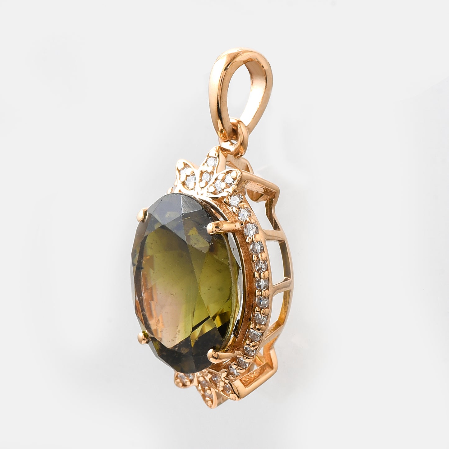 3.94 Ct Oval Mixed Cut Natural Tourmaline 14K Gold Pendant