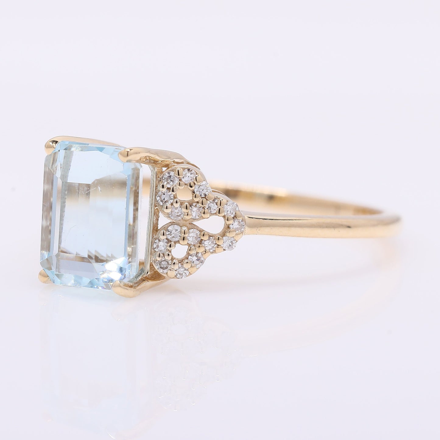 2.09 Ct Octagon Step Cut Natural Aquamarine 14K Gold Ring