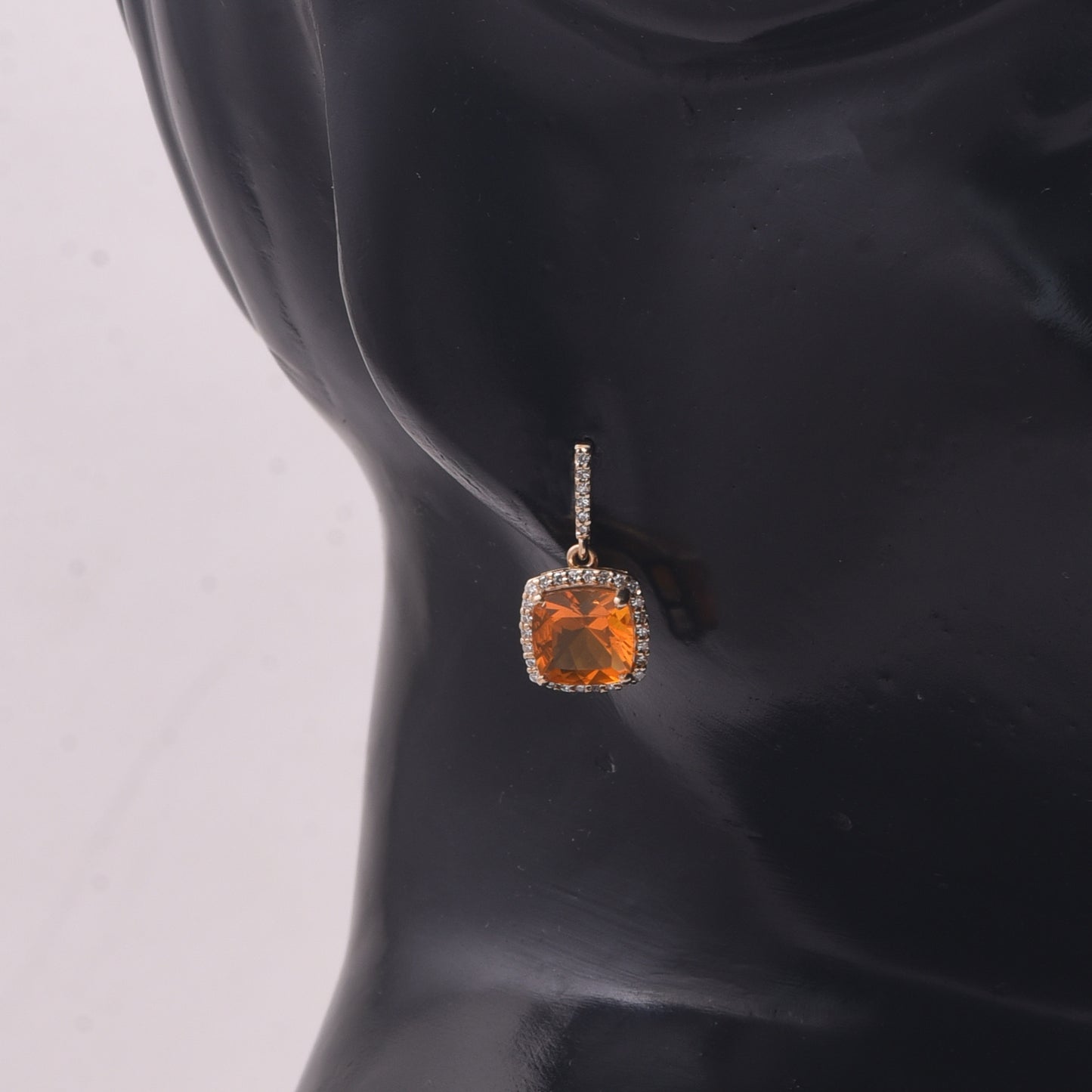 2.15 Ct Cushion Mixed Cut Natural Fire Opal 14K Gold Earrings