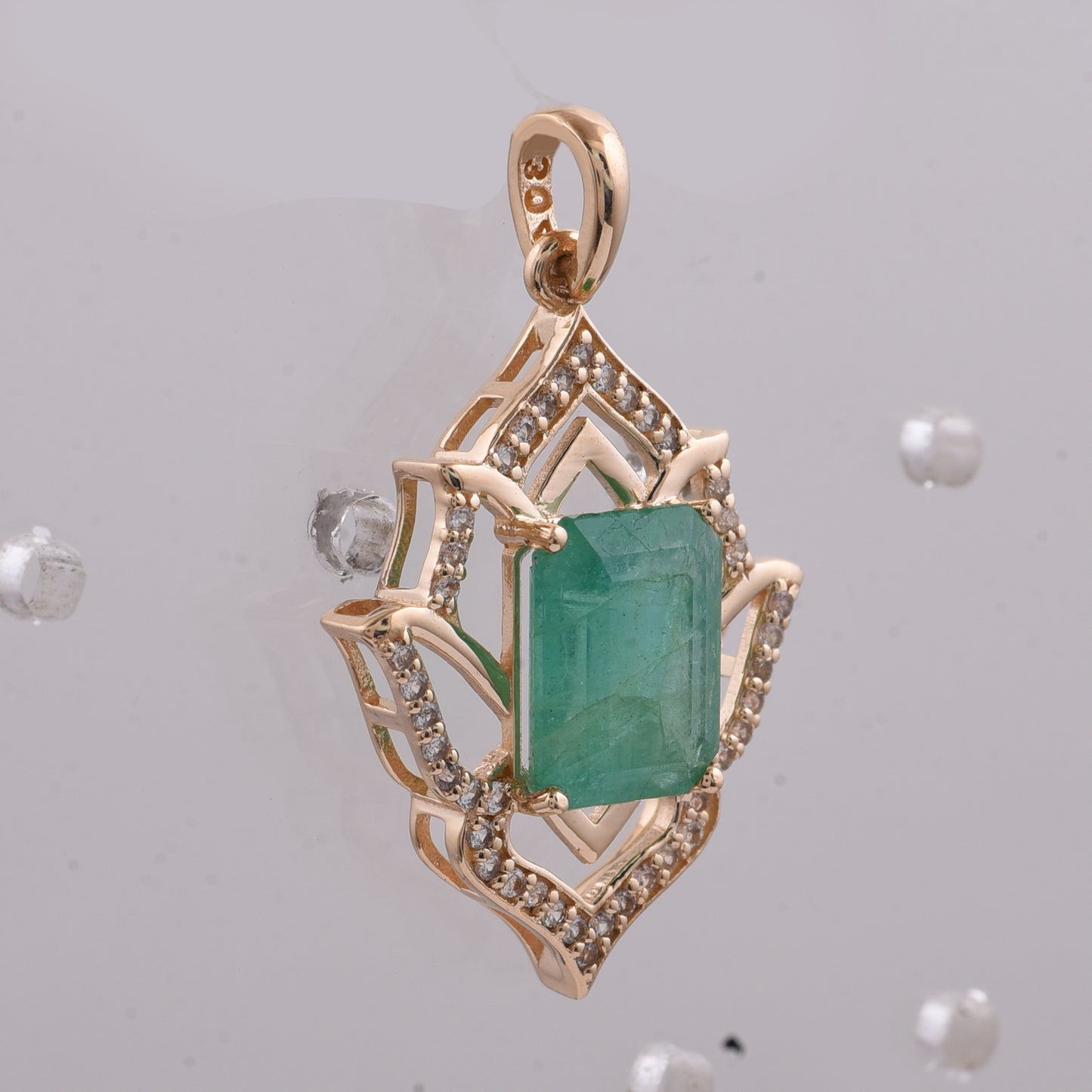 2.19 Ct Octagon Step Cut Natural Emerald 14K Gold Pendant