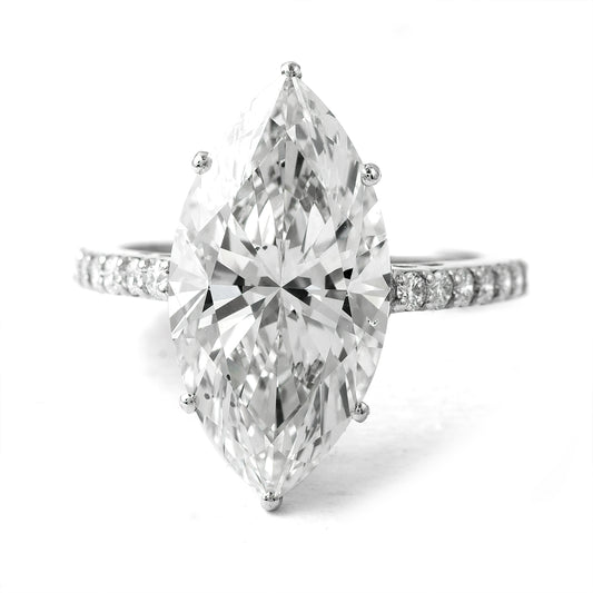 7.55 Ct Marquise Brilliant Lab Grown Diamond 950 Platinum Ring