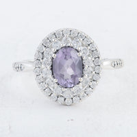 2.82 Ct Oval Amethyst, Cubic Zirconia 925 Sterling Silver Ring