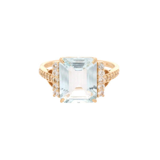 2.88 Ct Octagon Aquamarine 14K Gold Ring
