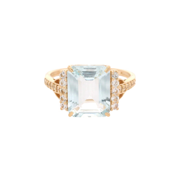 2.88 Ct Octagon Aquamarine 14K Gold Ring