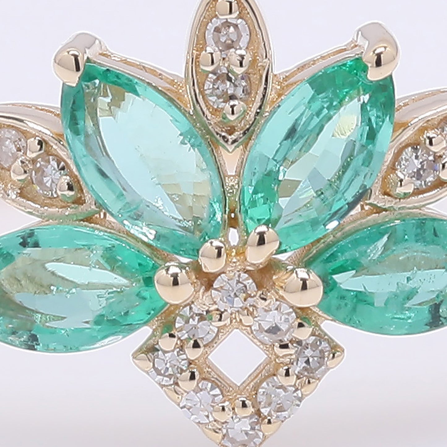 0.56 Ct Marquise Mixed Cut Natural Emerald 14K Gold Ring