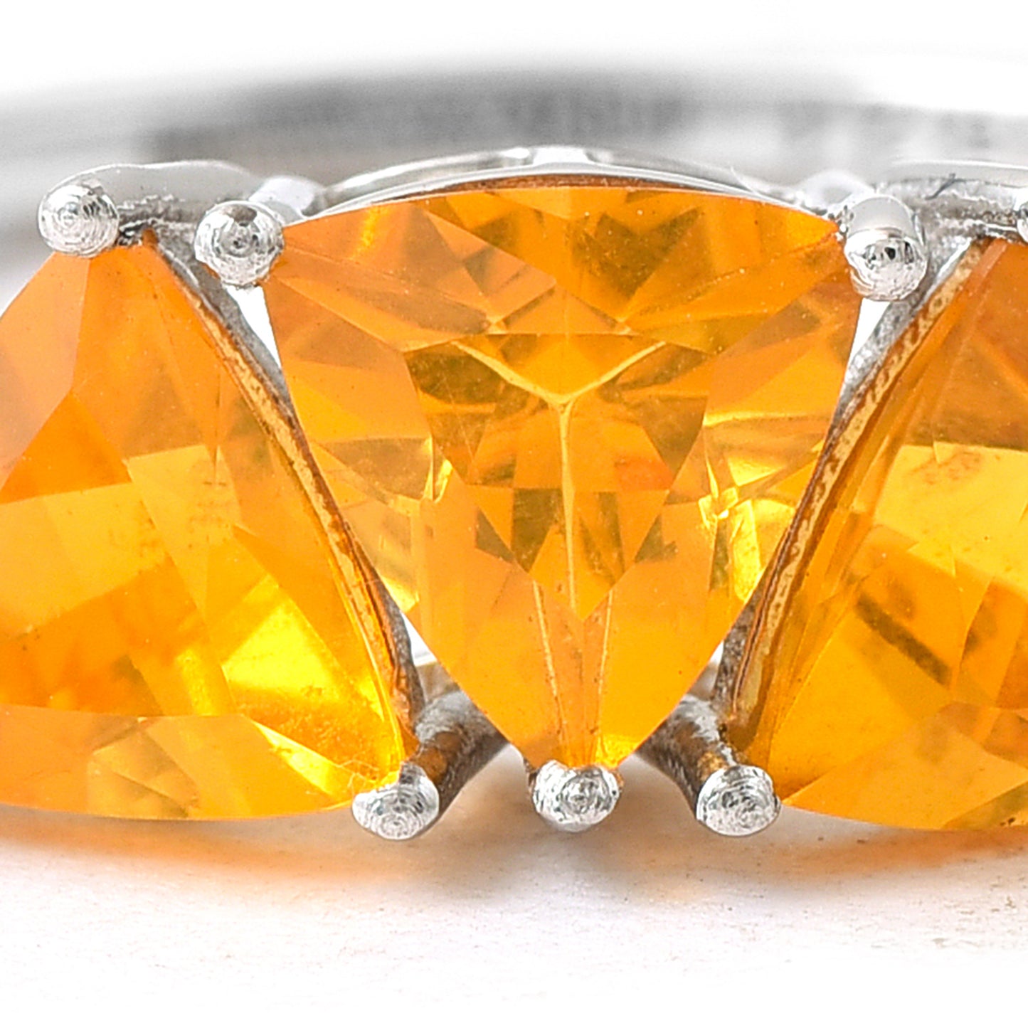 2.80 Ct Triangle Mixed Cut Natural Fire Opal 950 Platinum Ring