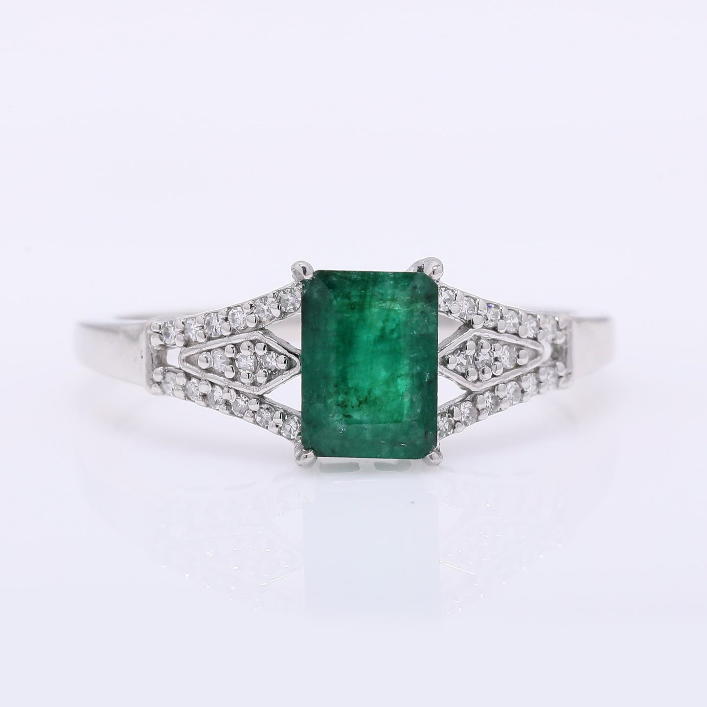 1.22 Ct Octagon Step Cut Natural Emerald 950 Platinum Ring