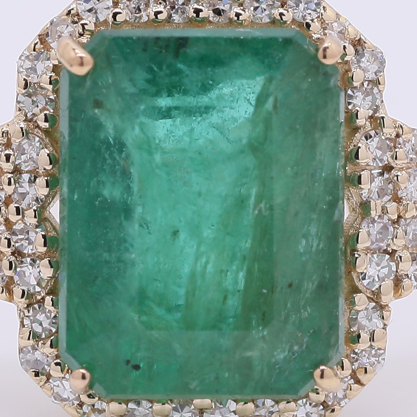 2.91 Ct Octagon Step Cut Natural Emerald 14K Gold Ring