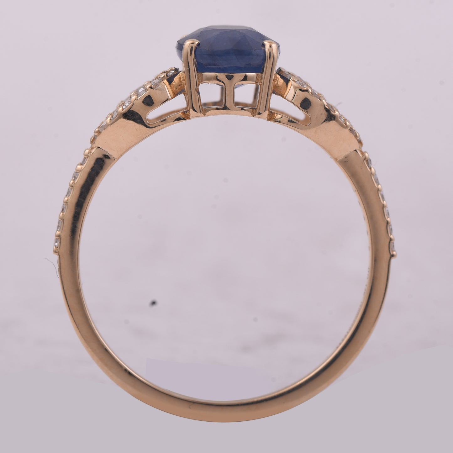 1.97 Ct Oval Mixed Cut Natural Sapphire 14K Gold Ring