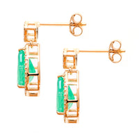 3.21 Ct Pear Natural Emerald 14K Gold Earrings