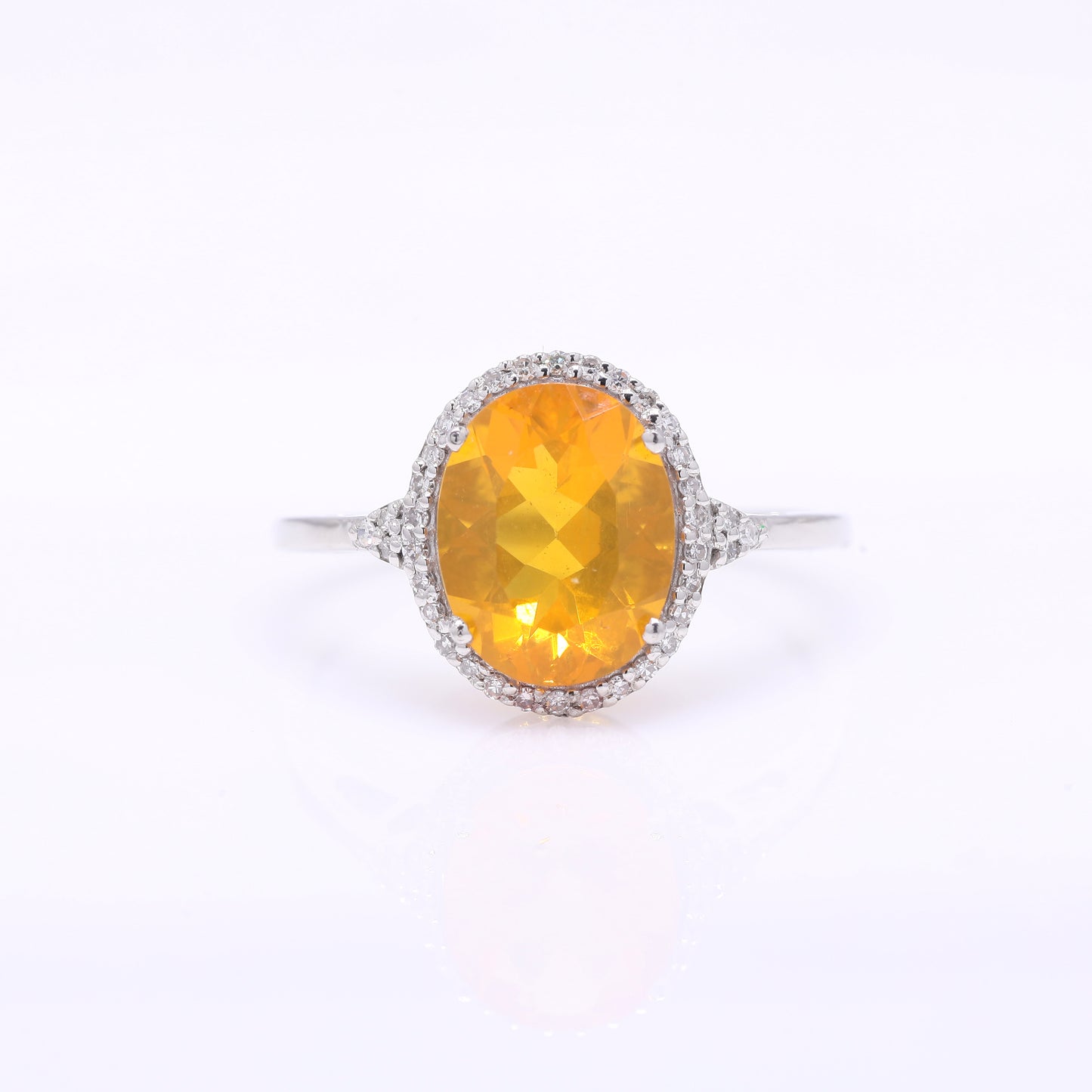 1.87 Ct Oval Mixed Cut Natural Fire Opal 950 Platinum Ring