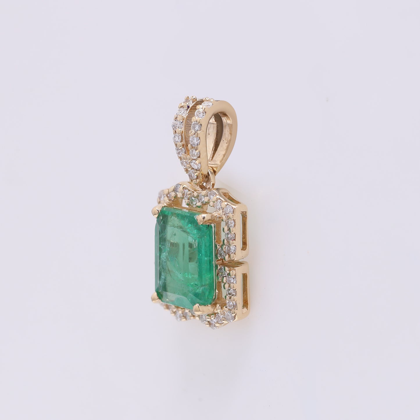 1.33 Ct Octagon Step Cut Natural Emerald 14K Gold Pendant