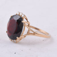 6.21 Ct Oval Natural Garnet 14K Gold Ring