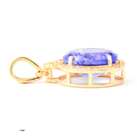 3.13 Ct Oval Mixed Cut Natural Tanzanite 14K Gold Pendant