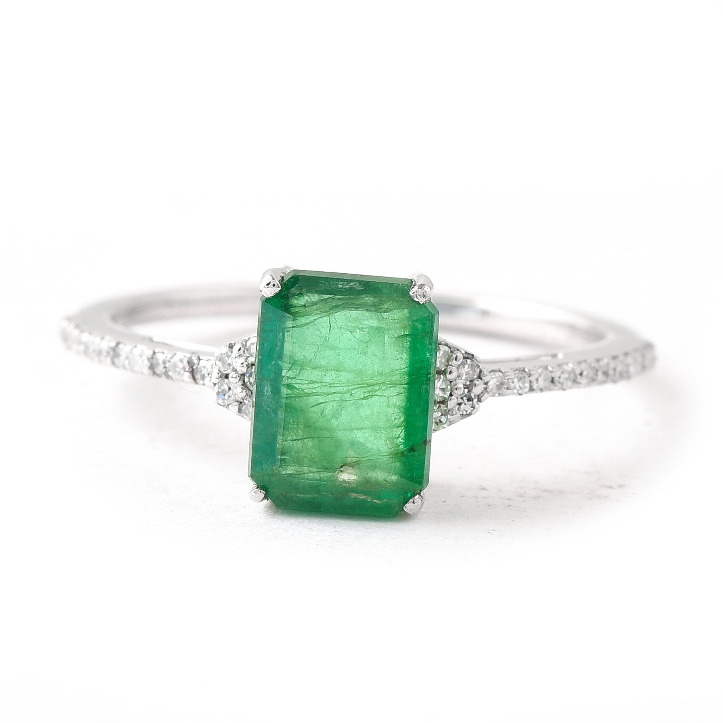 1.52 Ct Octagon Mixed Cut Natural Emerald 950 Platinum Ring