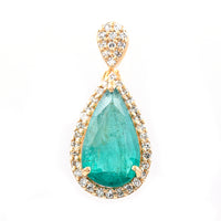 1.38 Ct Pear Mixed Cut Natural Emerald 14K Gold Pendant