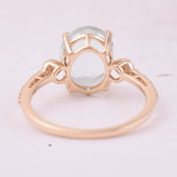 3.27 Ct Oval Mixed Cut Natural Aquamarine 14K Gold Ring