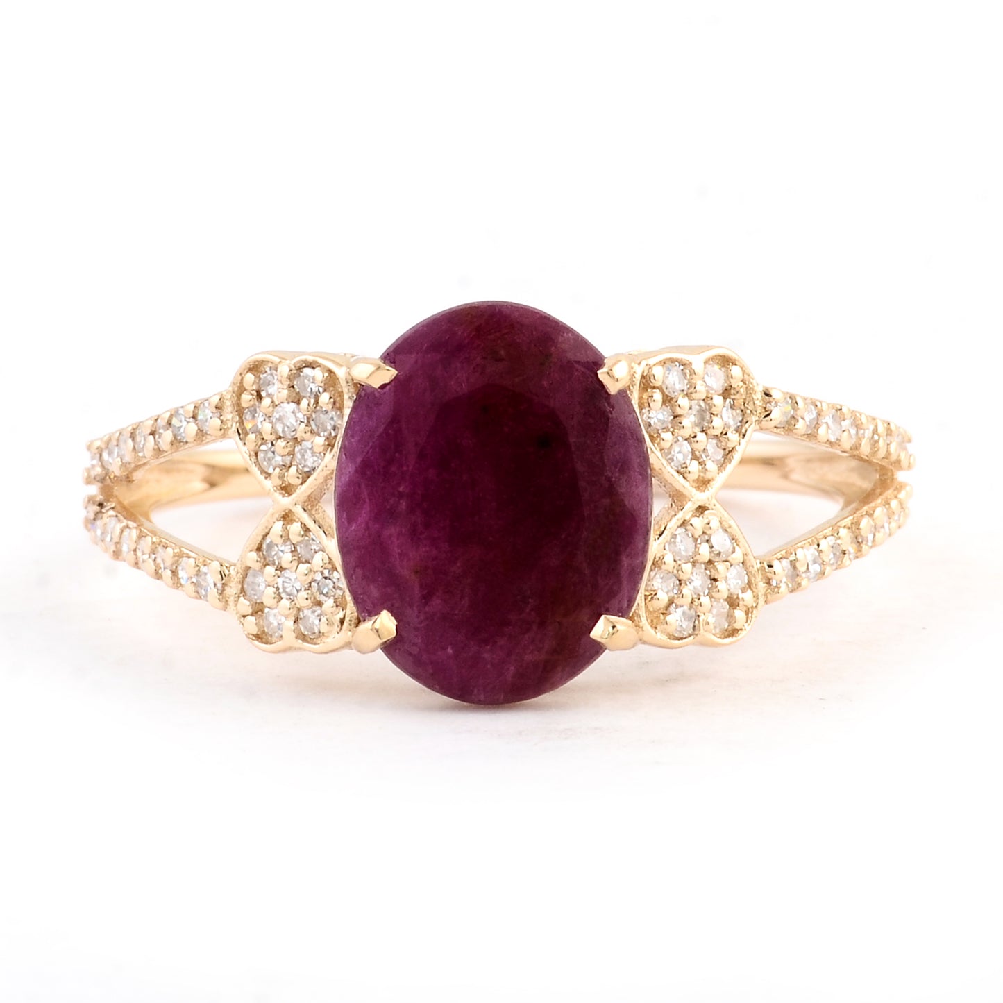 1.94 Ct Oval Mixed Cut Natural Corundum Ruby 14K Gold Ring