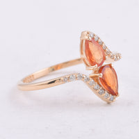 0.96 Ct Pear Natural Multi Coloured Sapphire 14K Gold Ring