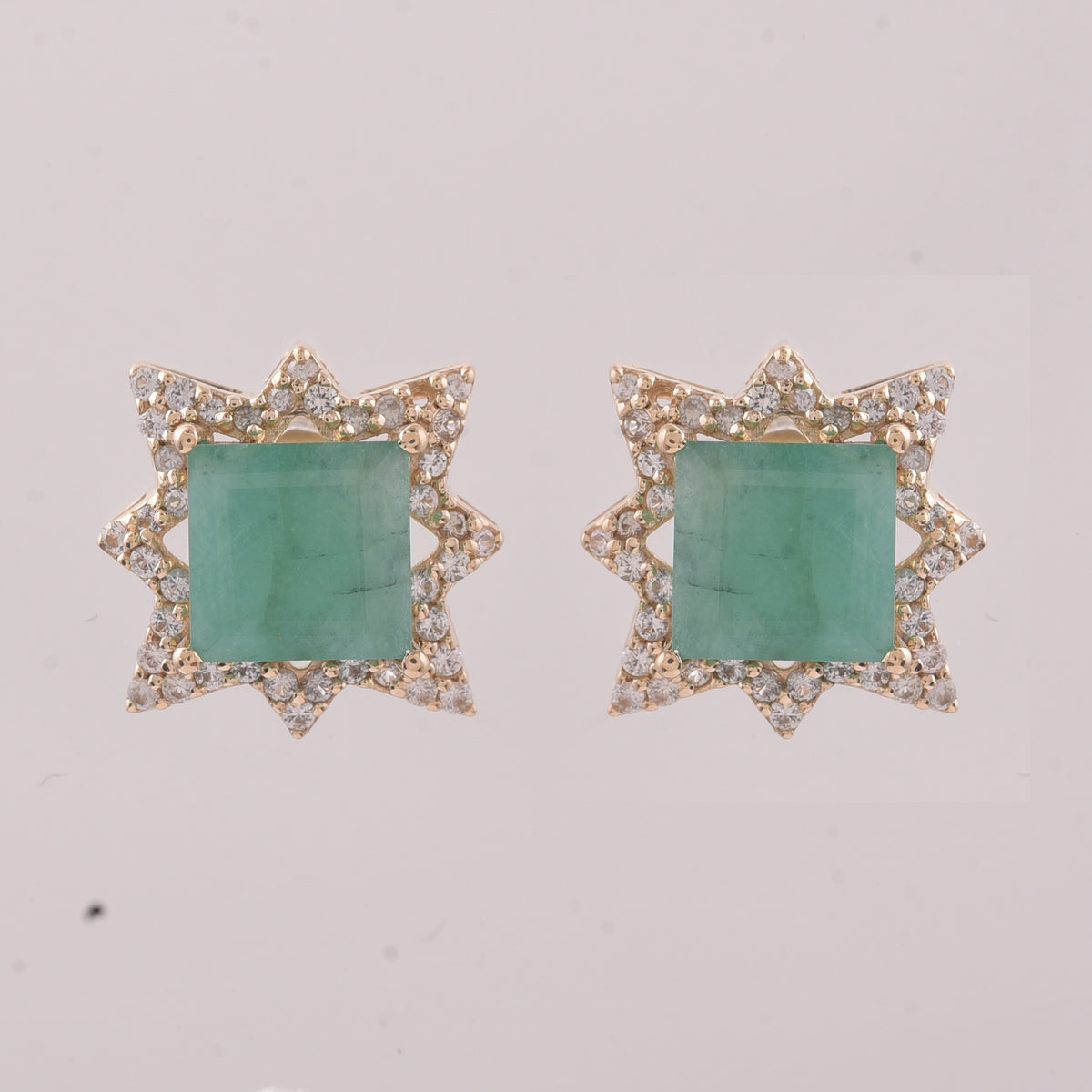 2.41 Ct Square Emerald 9K Gold Earrings