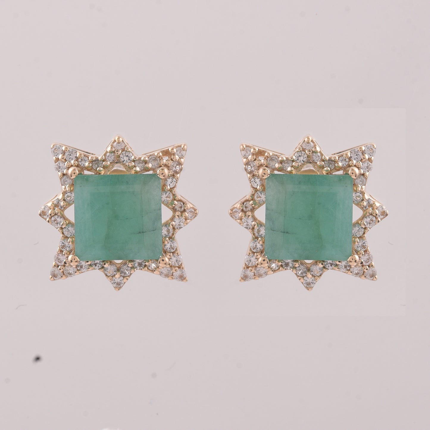 2.41 Ct Square Emerald 9K Gold Earrings