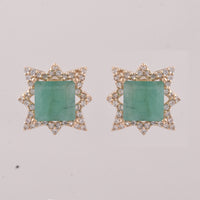 2.41 Ct Square Emerald 9K Gold Earrings