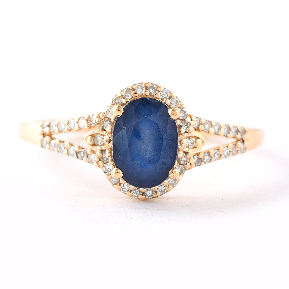 1.62 Ct Oval Mixed Cut Natural Sapphire 14K Gold Ring
