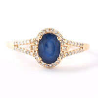 1.62 Ct Oval Mixed Cut Natural Sapphire 14K Gold Ring