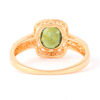1.82 Ct Oval Mixed Cut Natural Green Sapphire 14K Gold Ring