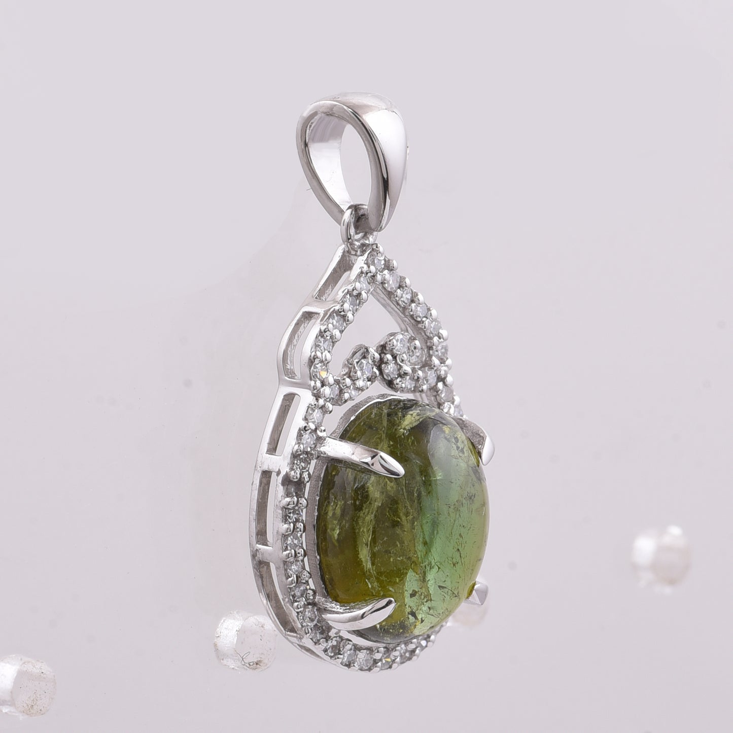 2.89 Ct Oval Natural Tourmaline 950 Platinum Pendant