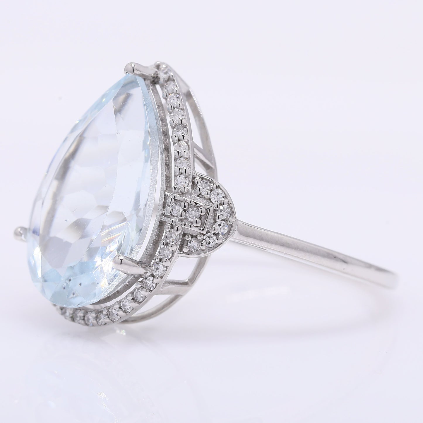 4.61 Ct Pear Mixed Cut Natural Aquamarine 950 Platinum Ring