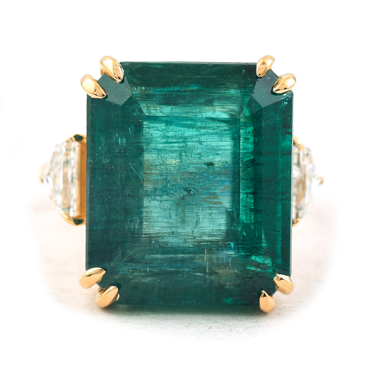 22.17 Ct Emerald Cut Natural Beryl Emerald 18K Gold Ring