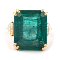 22.17 Ct Emerald Cut Natural Beryl Emerald 18K Gold Ring