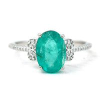 2.61 Ct Oval Mixed Cut Natural Emerald 950 Platinum Ring