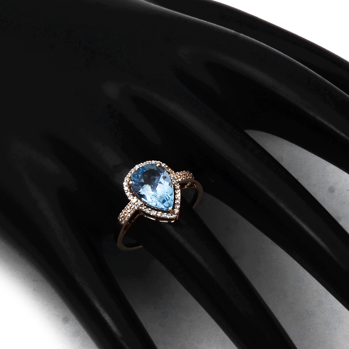 2.10 Ct Pear Mixed Cut Natural Aquamarine 14K Gold Ring