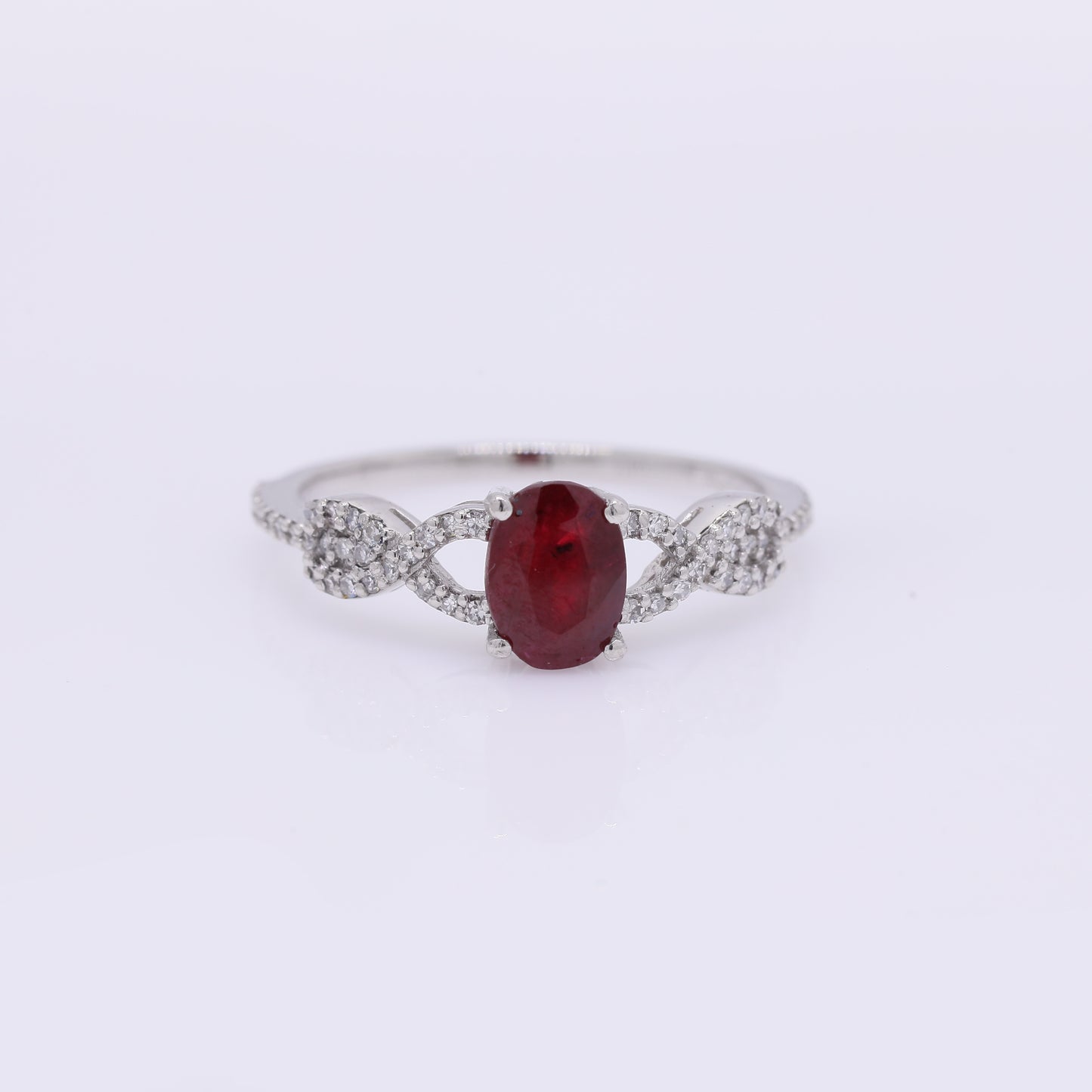 1.37 Ct Oval Mixed Cut Natural Ruby 950 Platinum Ring
