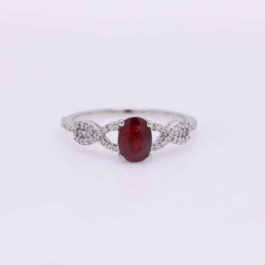 1.37 Ct Oval Mixed Cut Natural Ruby 950 Platinum Ring
