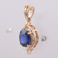 1.84 Ct Oval Natural Sapphire 14K Gold Pendant