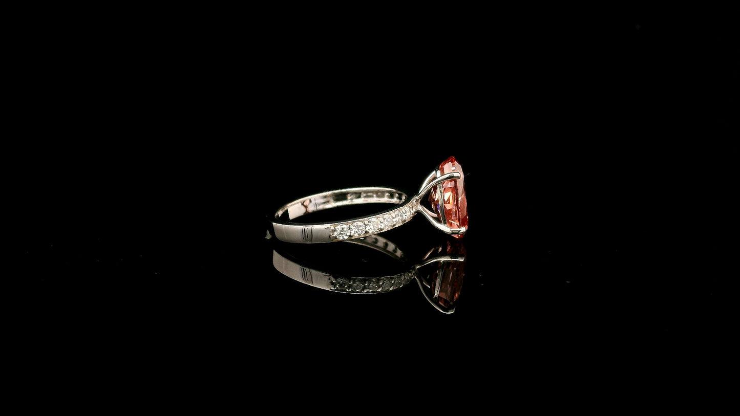 3.39 Carats Pink Lab Grown Diamond 14K Gold Ring