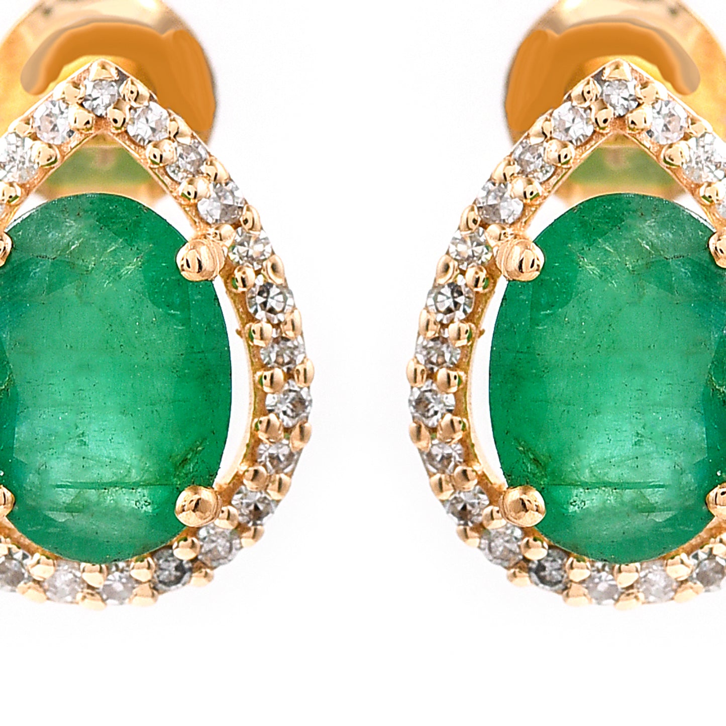 1.38 Ct Oval Mixed Cut Natural Emerald 14K Gold Earrings