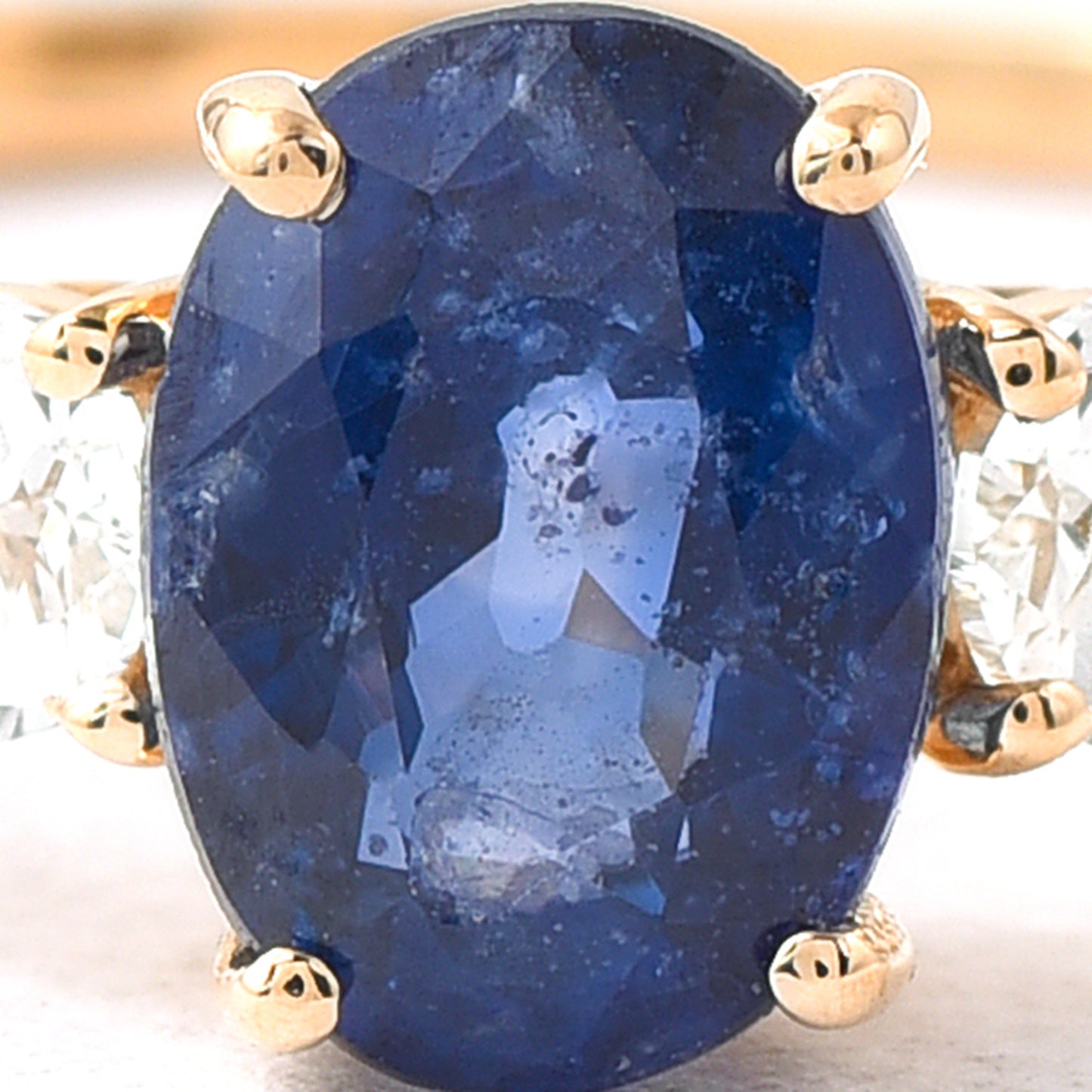 1.29 Ct Oval Mixed Cut Natural Sapphire 14K Gold Ring