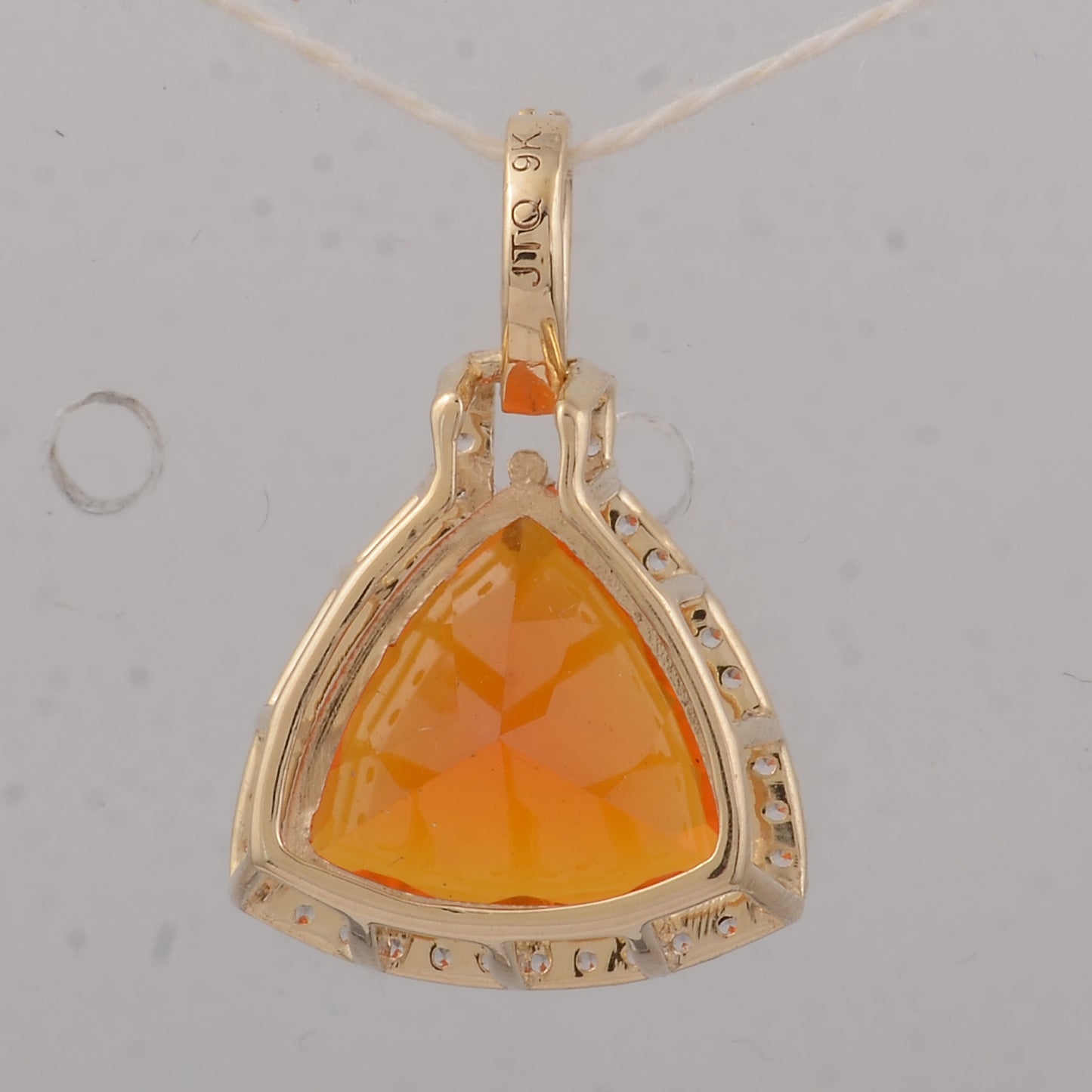 2.31 Ct Trillion Fire Opal 9K Gold Pendant
