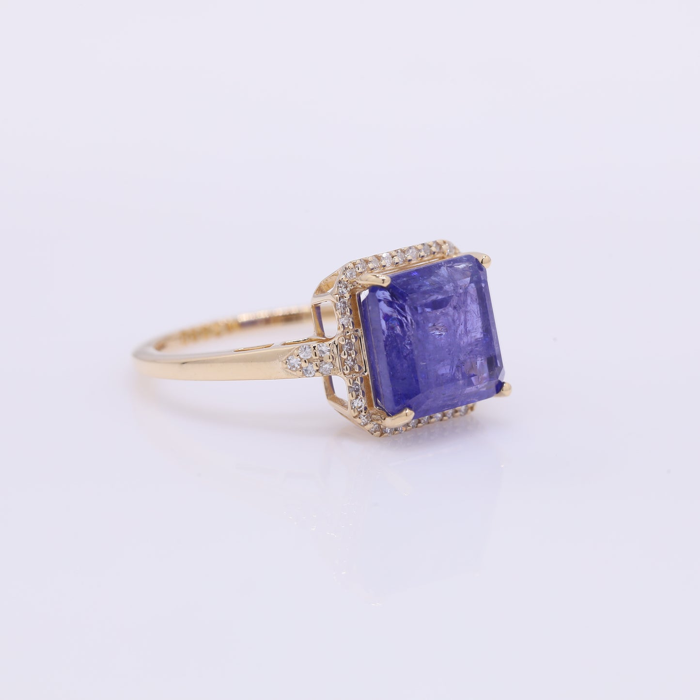 5.28 Ct Octagon Step Cut Natural Tanzanite 14K Gold Ring