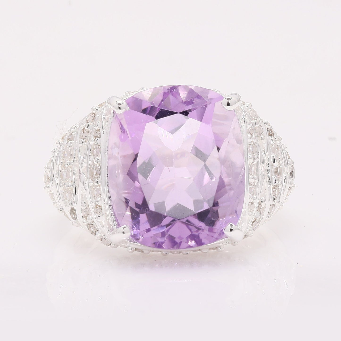 9.33 Ct Cushion Amethyst 925 Silver Ring