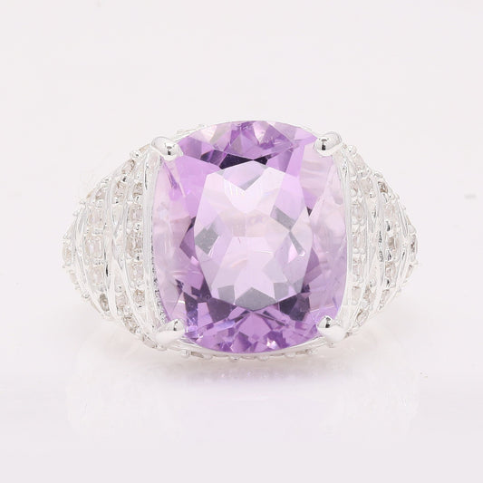 9.33 Ct Cushion Amethyst 925 Silver Ring