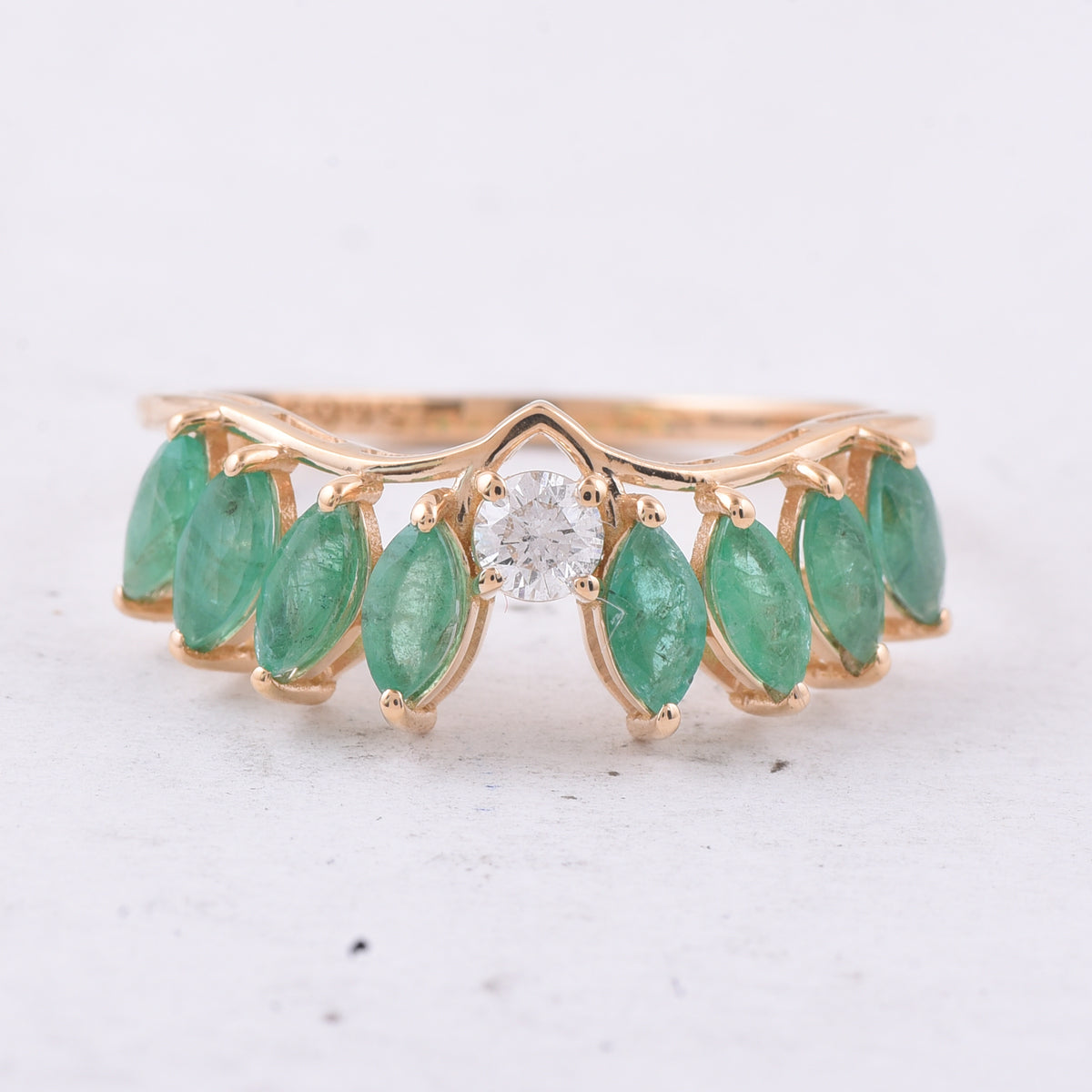 1.15 Ct Marquise Natural Emerald 14K Gold Ring
