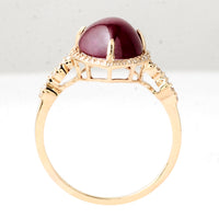 5.22 Ct Pear Cabochon Natural Corundum Ruby 14K Gold Ring