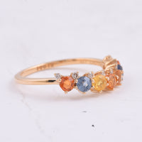 1.46 Ct Round Natural Multi-Coloured Sapphire 14K Gold Ring